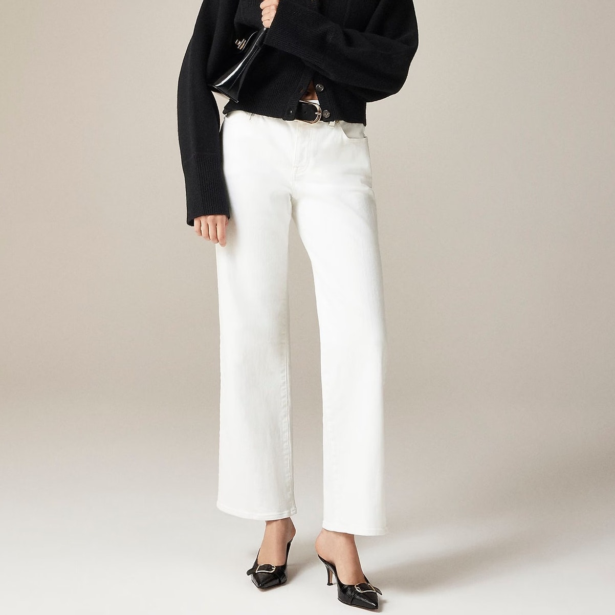 J.Crew Lower Rise Full Length Slim Wide Leg Jean White Size 30 Tall Nwt